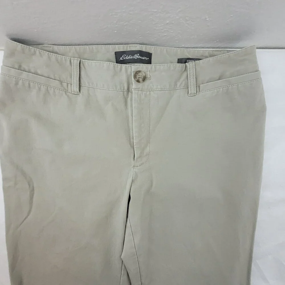Eddie Bauer Pants Women's 12 TALL Khaki Tan Slightly Curvy Fit Cotton Twill - Picture 6 of 12
